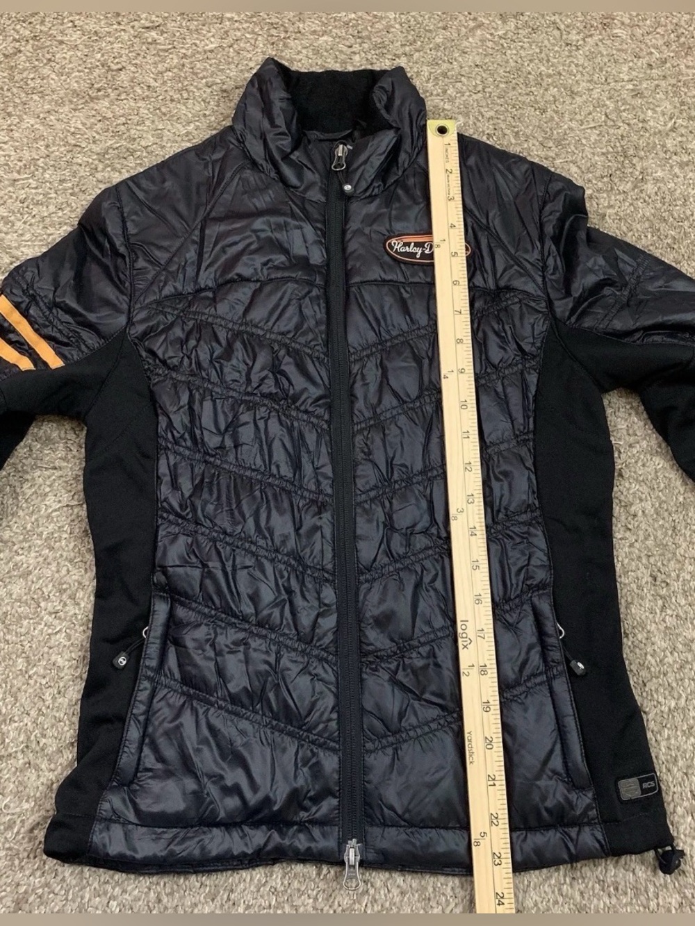 Harley Davidson Womens XS Black Quilted Puffer Jacket Logo Insulated Riding Gear - Picture 11 of 11